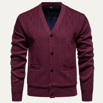 The Llangollen Men's Button Up Casual Knit Cardigan with Pockets