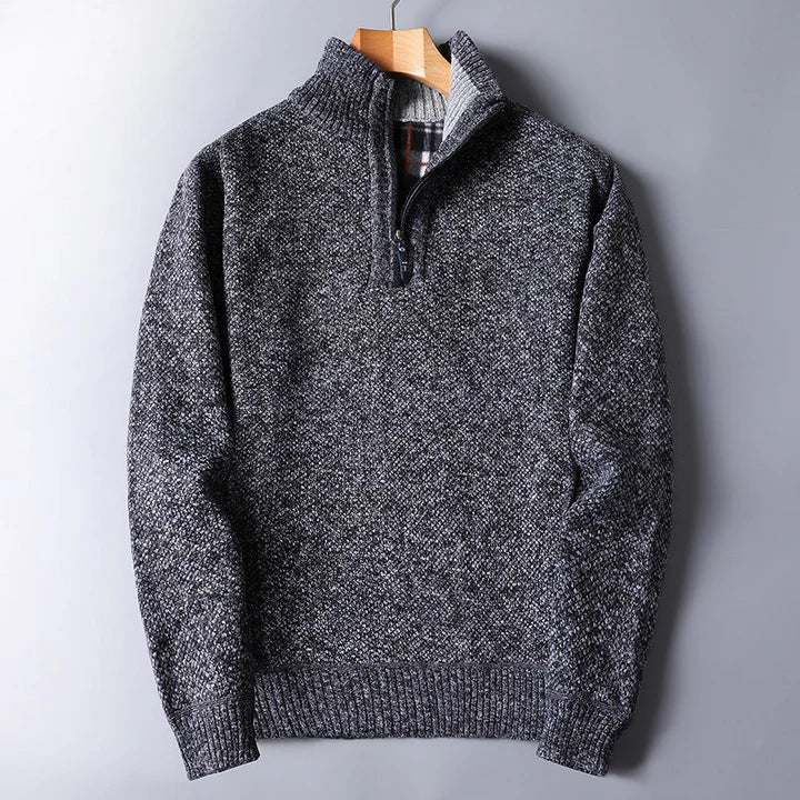 Men's zip-up knit sweater for comfort
