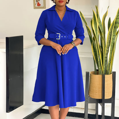 Elegant Fitted Waist 3/4 Sleeve Women's Formal Dress