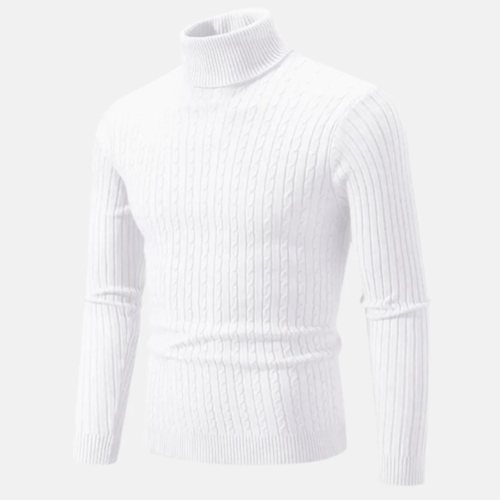 Men’s Fitted Cable Knit Turtleneck Sweater