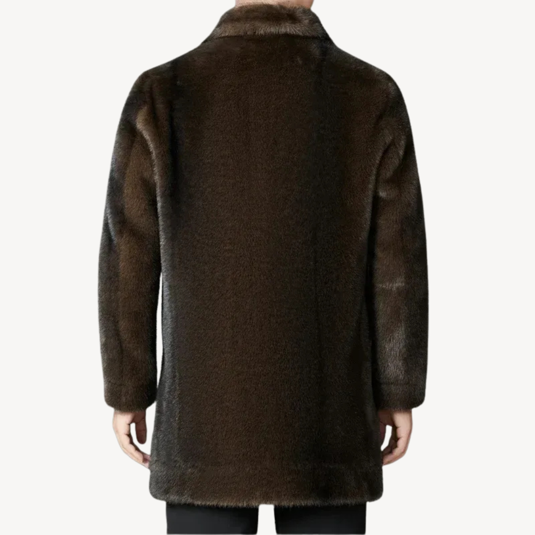 Men's Faux Fur Double-Breasted Overcoat