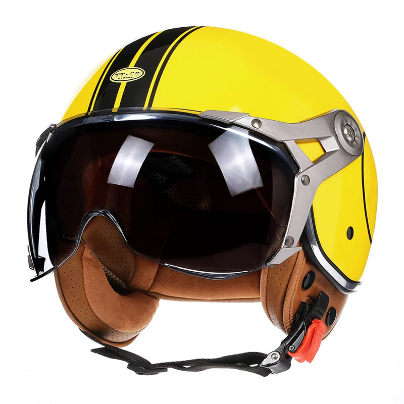 Classic Retro Motorcycle Helmet With Clear Face Shield