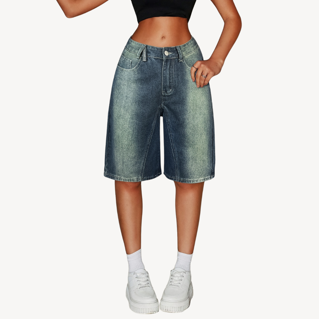 Women's Y2K Denim Bermuda Shorts - Vintage & Comfortable