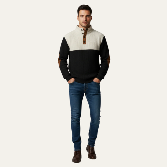 Men’s Color Block Button Placket Sweater