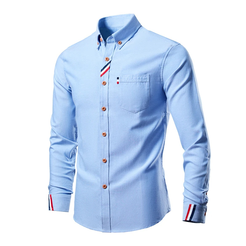Relaxed Fit Mens Long Sleeve Button Down Shirt - BritishElegance