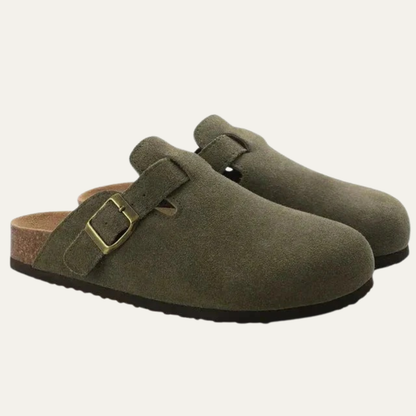 Men’s Buckled Cork Footbed Mule Clogs