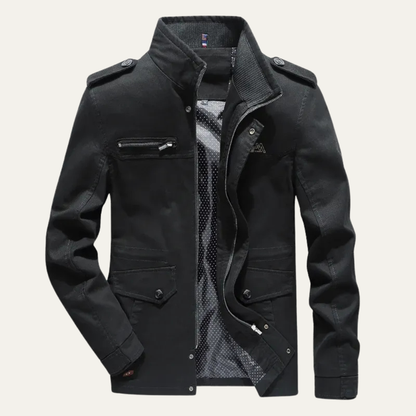 Men’s Military Inspired High Collar Utility Jacket