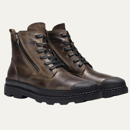 The Corvara Men’s Warm Fur Lined Leather Winter Ankle Boots