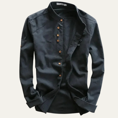 The San Teodoro Men’s Cotton Linen Button Up Collar Shirt