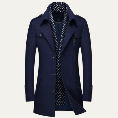 The Siena Men's Wool Blend Long Trench Coat with Lapel Collar