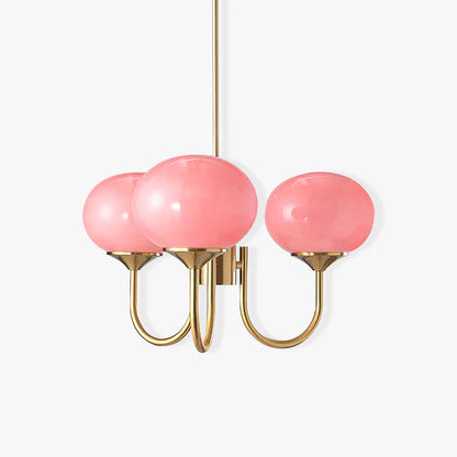 Luxury Gold Chandelier With Rose Glass Shades
