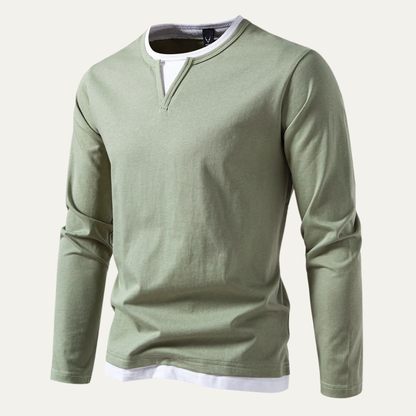 Men’s Layered Look Knit V Notch Shirt