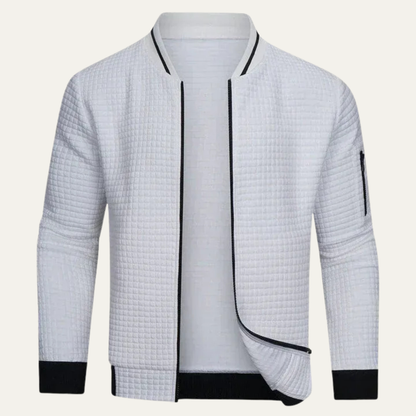 Men’s Textured Quilted Zip Bomber Jacket