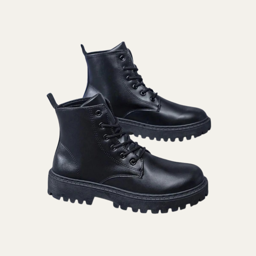 Men’s Rugged Lace Up Platform Ankle Boots with Side Zip
