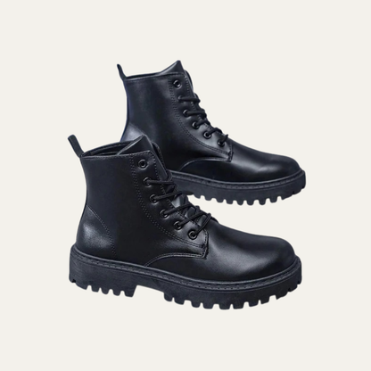 Men’s Rugged Lace Up Platform Ankle Boots with Side Zip