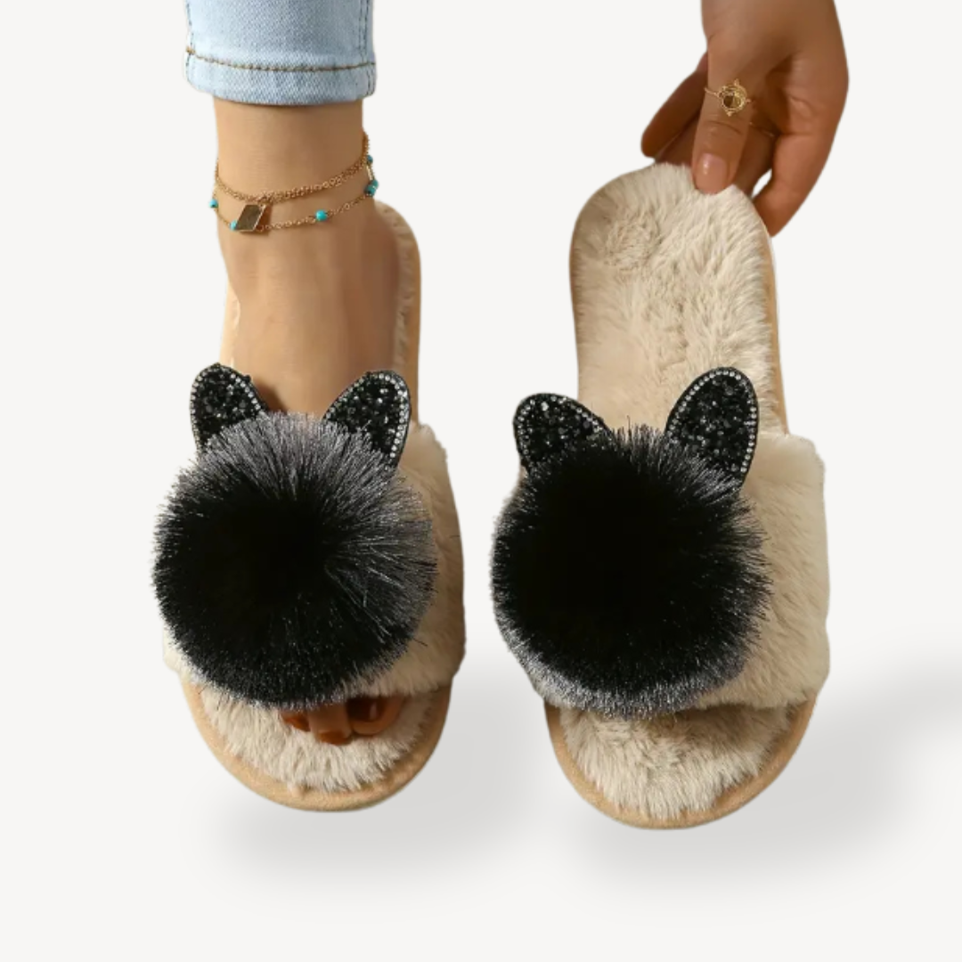 Women's Orthopedic Fluffy Pom Pom House Slippers
