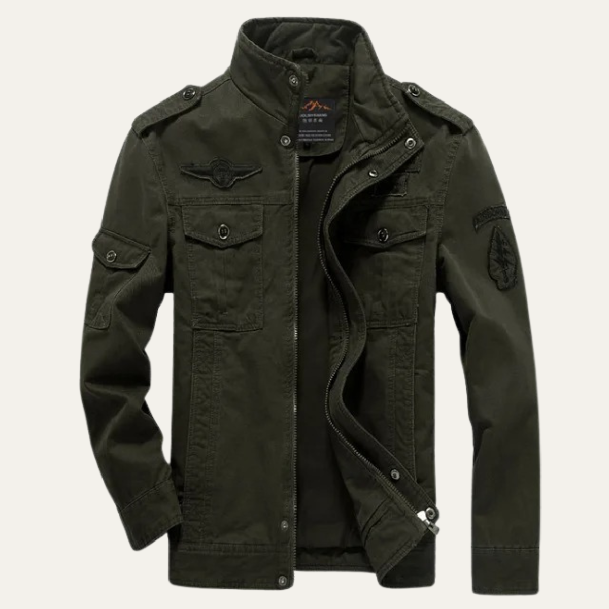 Men’s Faux Suede Bomber Jacket with Chest Patch Pockets