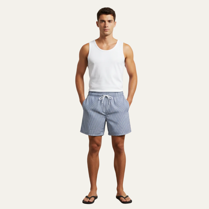 Men’s Striped Drawstring Board Shorts