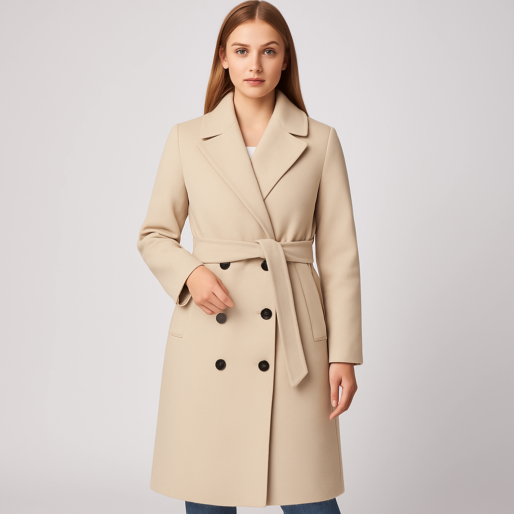 Coleen | Winter Coat - Double-Breasted Classic Outerwear with Waist Belt for Women