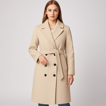 Coleen | Winter Coat - Double-Breasted Classic Outerwear with Waist Belt for Women