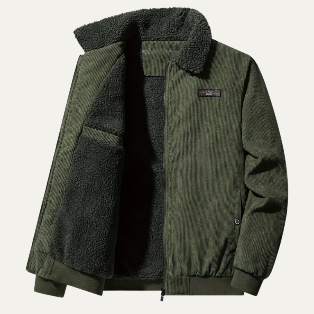 Men’s Corduroy Shearling Collar Zip Jacket