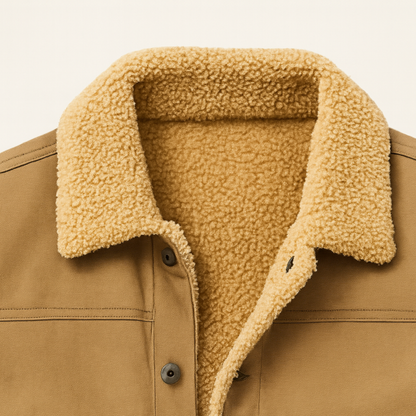Men’s Faux Shearling Lined Trucker Shirt Jacket