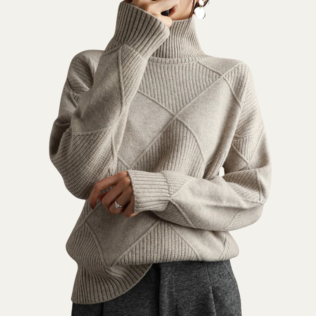 Women’s Diamond-Knit Turtleneck Sweater