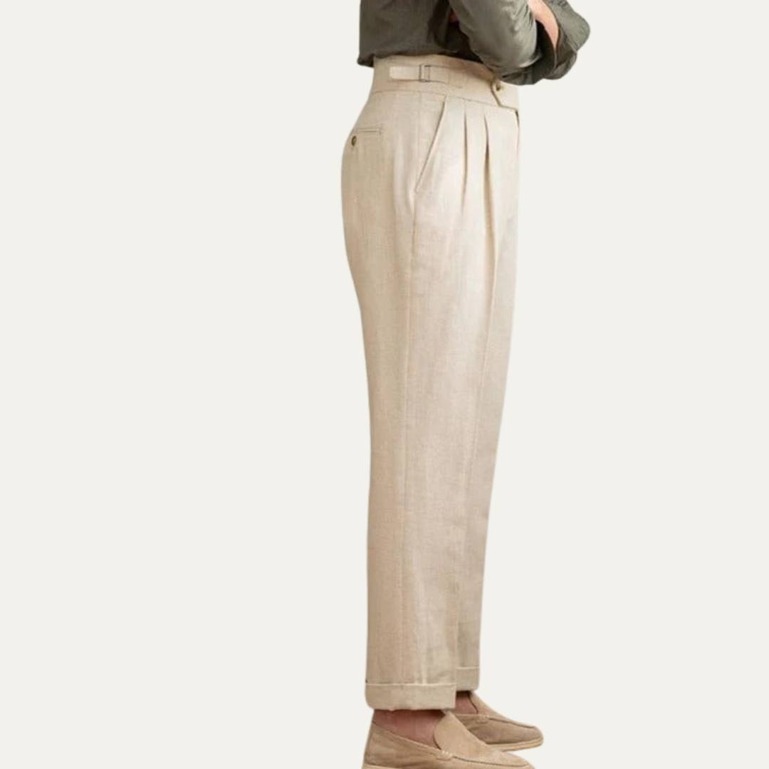 Men’s High-Waist Pleated Summer Chinos