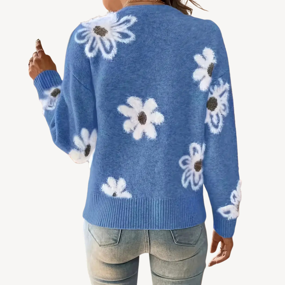 Women's Floral Print Knit Cardigan Sweater