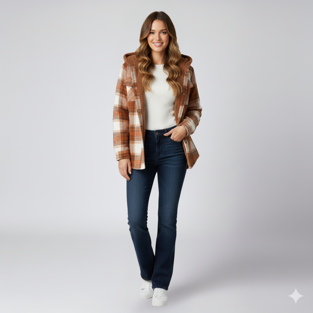 Elizabeth | Autumn Jacket - Hooded Plaid Outerwear for Women