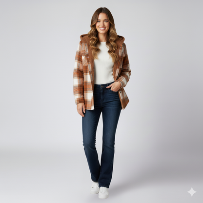 Elizabeth | Autumn Jacket - Hooded Plaid Outerwear for Women