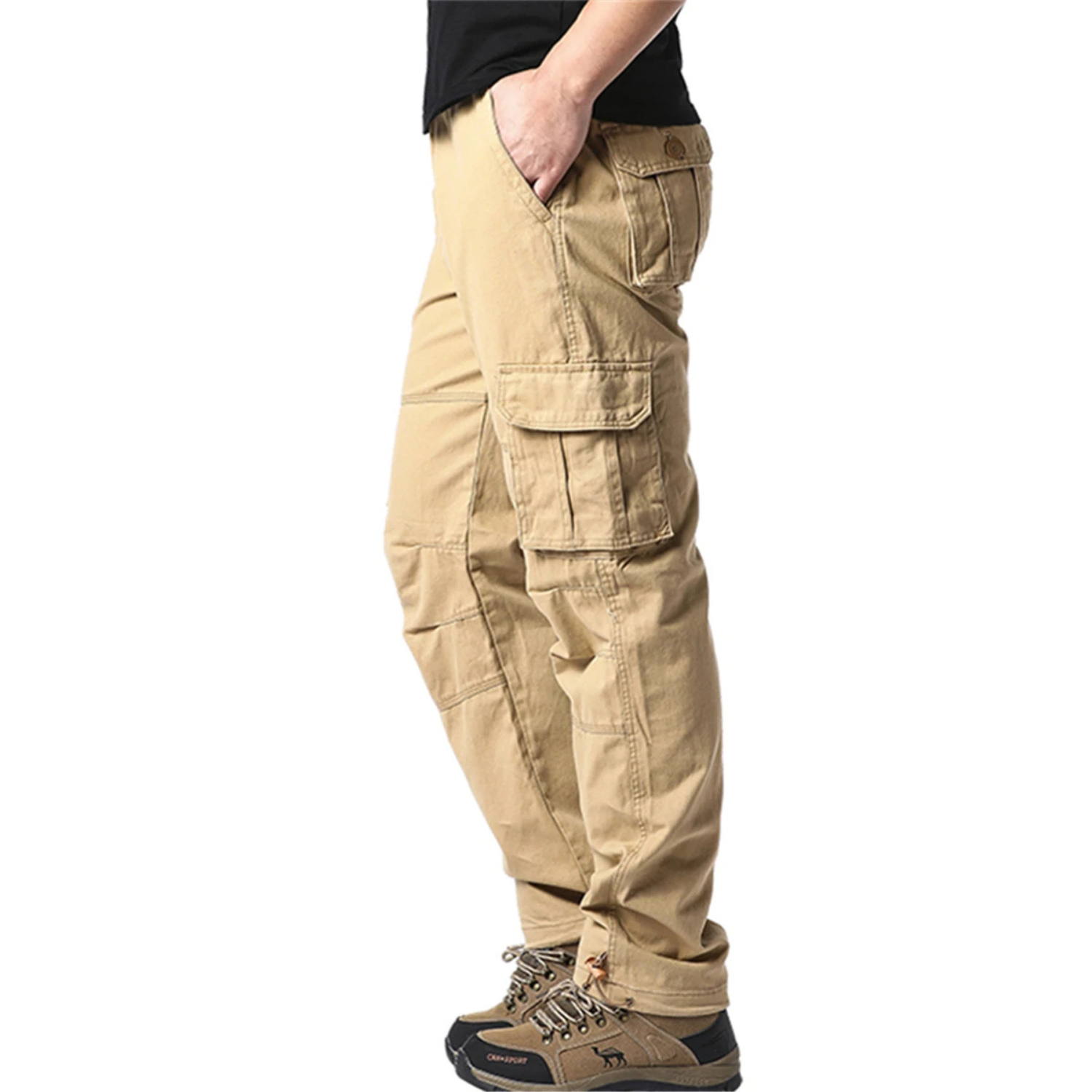 Relaxed Fit Tactical Pants with Elastic Waist - BritishElegance