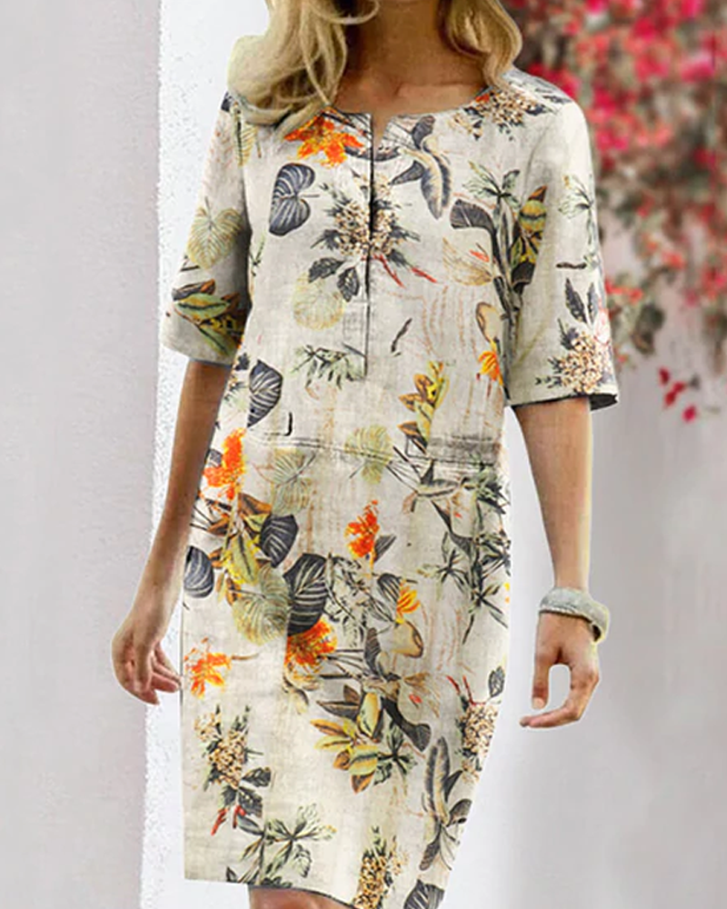 Casual Floral Sundress for Women with Short Sleeves - BritishElegance