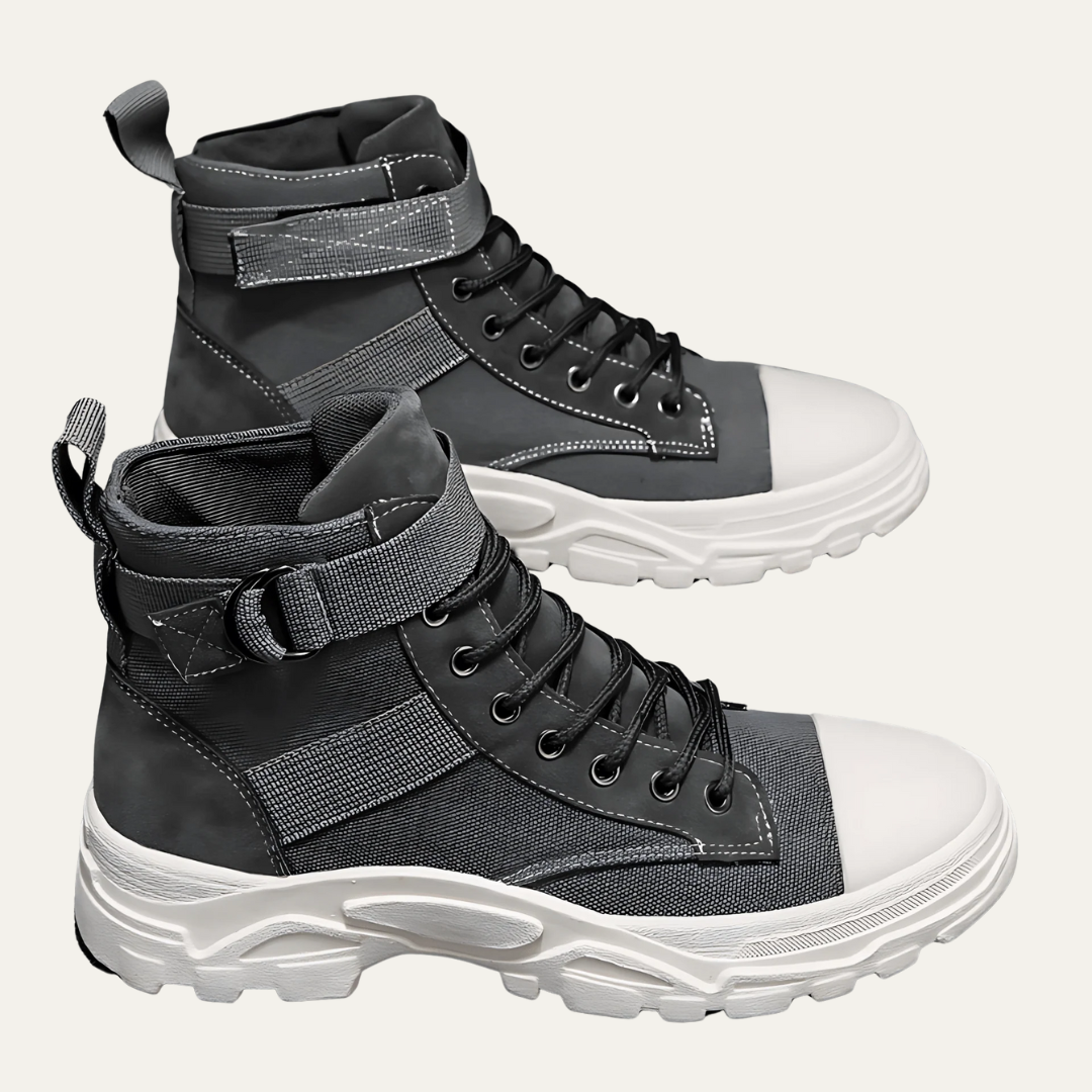 Men’s High Top Utility Boots with Strap Detail