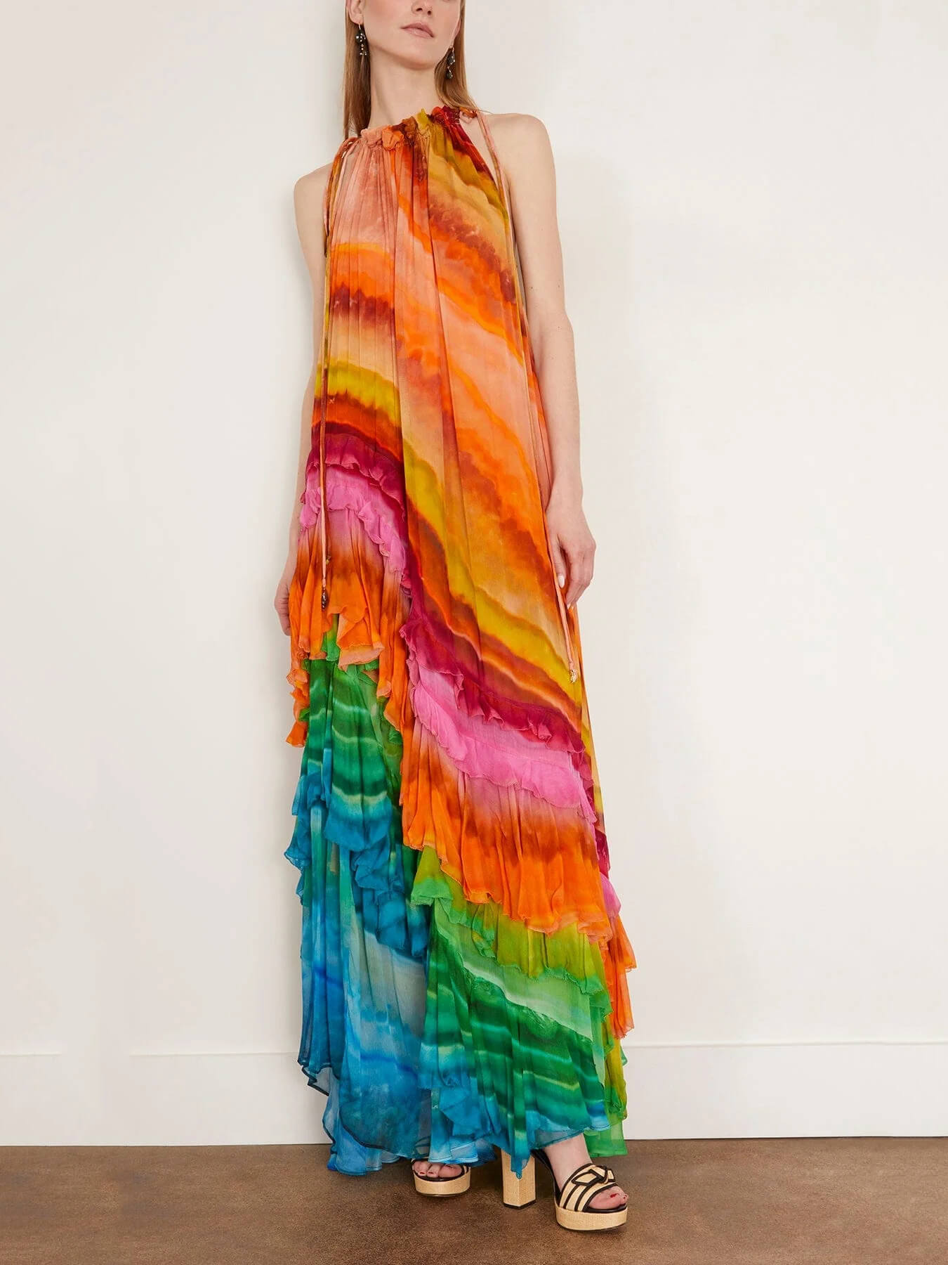 Bright Floral Long Evening Dress - BritishElegance
