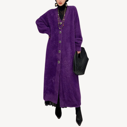 Women’s Long Purple Fuzzy Coat