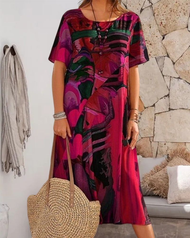 Comfortable Women's Sundress with Round Neckline