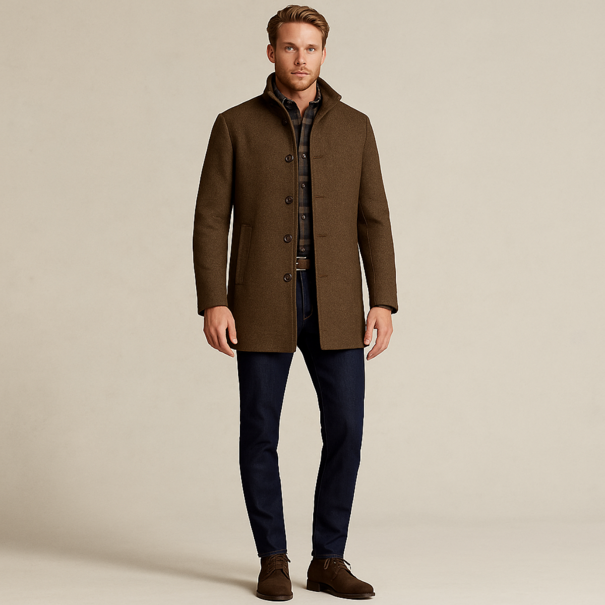 Men’s Double Layer Light Coat with Quilted Inner Vest