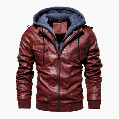 Men’s Hybrid Faux Leather Moto Bomber Jacket