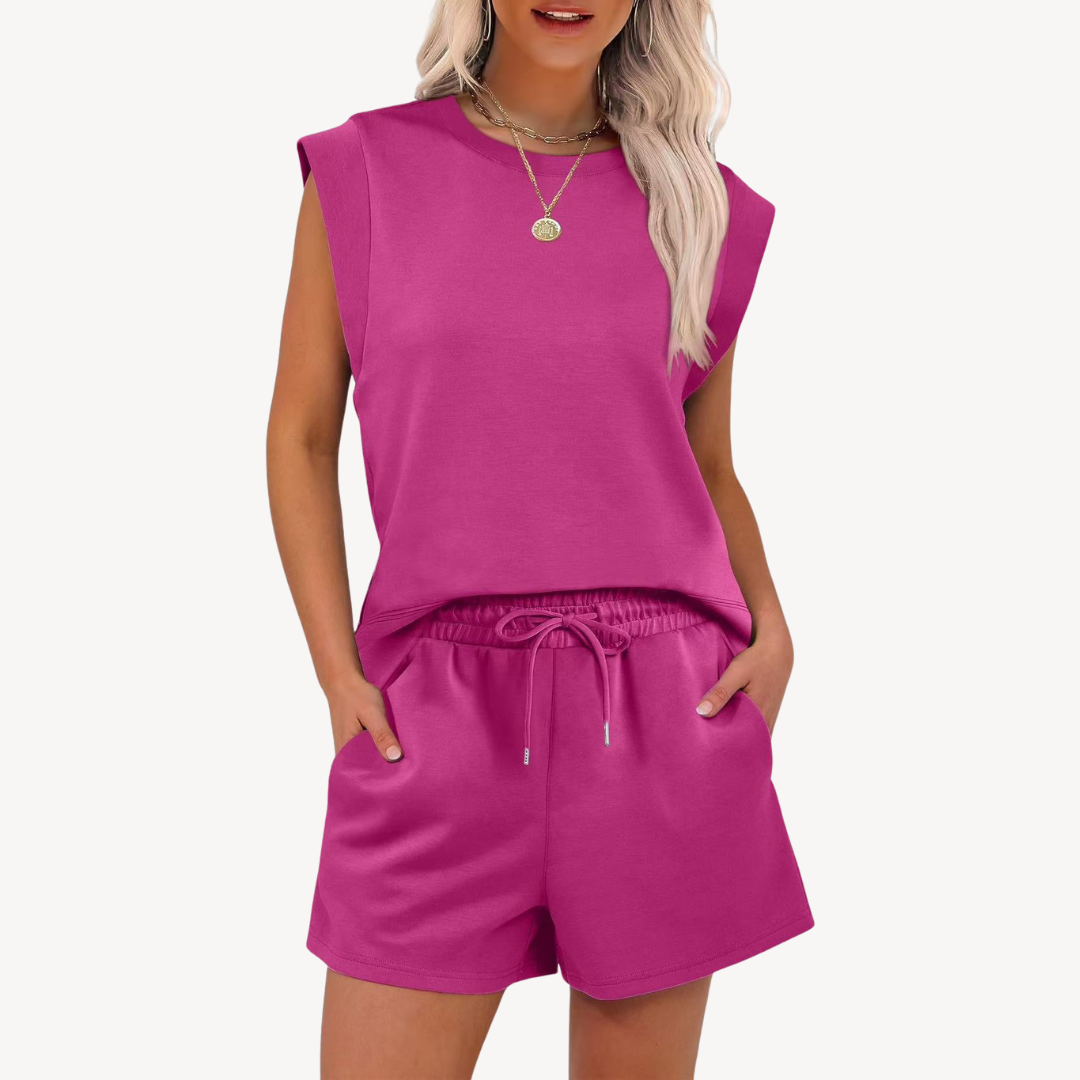 Women's Casual Cotton Shorts Set