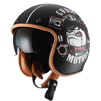 Lightweight Open Face Motorcycle Helmet with ABS Shell - BritishElegance
