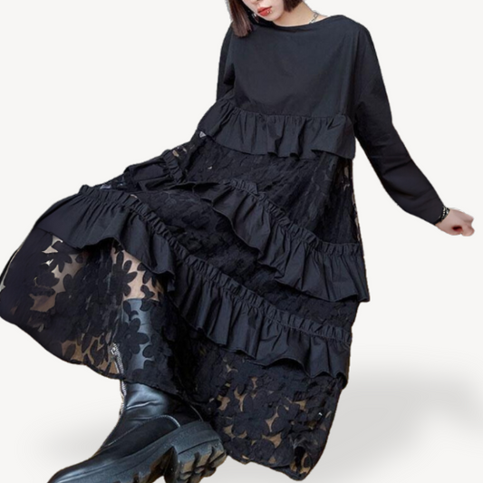 Women's Ruffle Tiered Lace Dress
