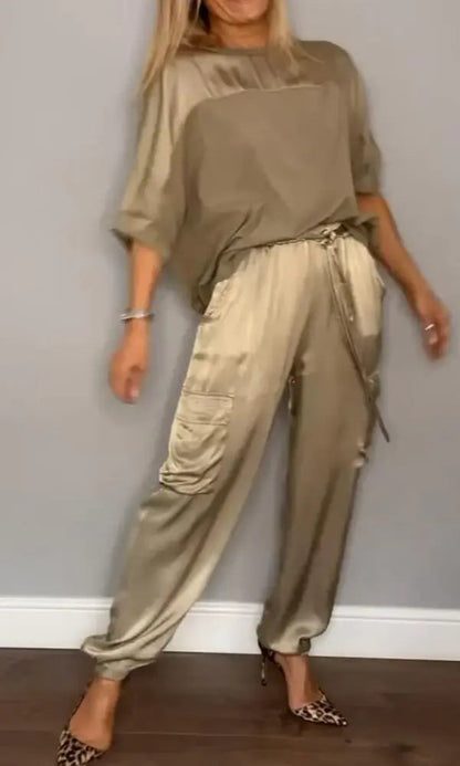 Ninalo Women's Two-Piece Suit with Short Sleeve Top and Pants