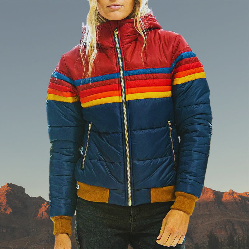 Waterproof Women's Raincoat with Colorful Stripes