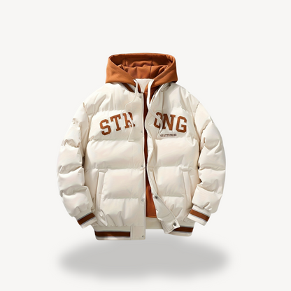 Men's Puffer Varsity Jacket with Hoodie