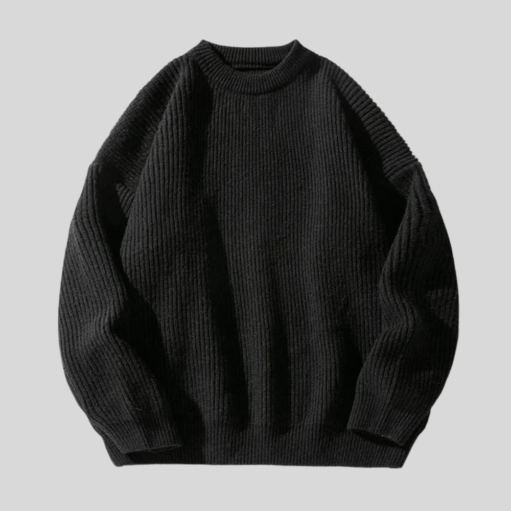 Men’s Relaxed Fit Heavy Rib Knit Crew Neck Sweater