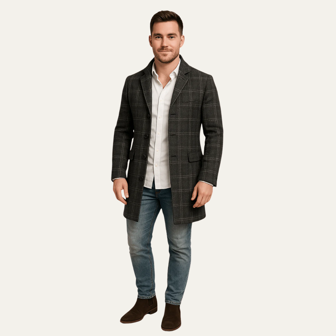 Men’s Tailored Plaid Topcoat