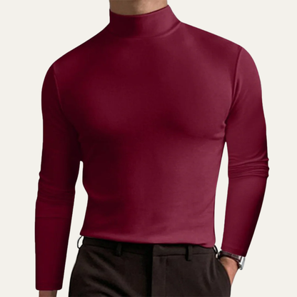 Men’s Smooth Mock Turtleneck Long Sleeve Shirt