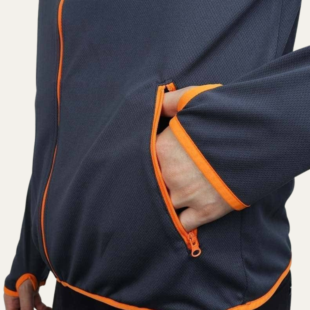 Men’s Stretch Trimmed Full Zip Hooded Athletic Jacket