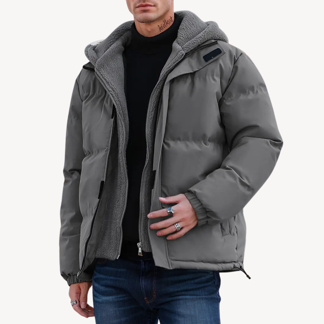 Sherpa-Lined Hooded Puffer Jacket Men